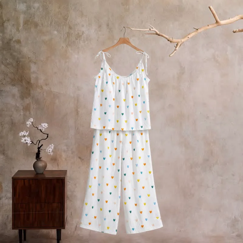 Fashionable Ownkoti Sweetheart Print Spaghetti Strap Loungewear Dependable