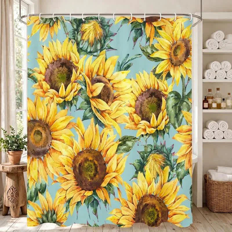 Superior Ownkoti Nordic Sunflower Waterproof Shower Curtain World-Class