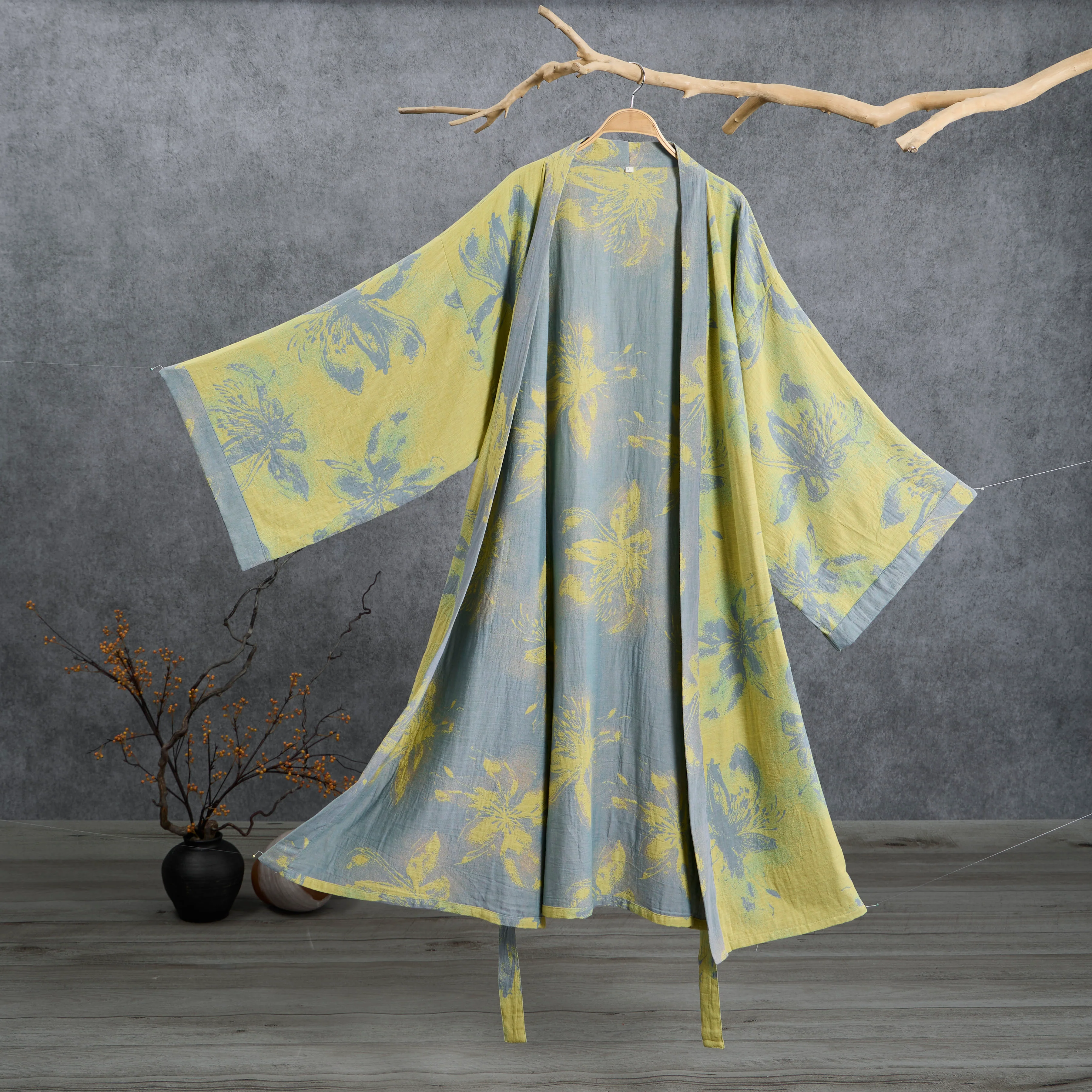 Versatile Ownkoti Azure Cotton Gauze Kimono Bathrobe World-Class