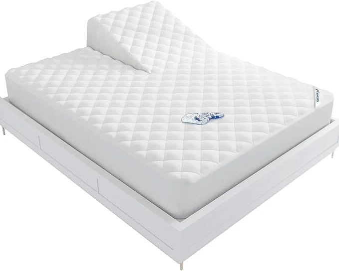 Natural Waterproof Split Top Queen Mattress Pad Protector for Adjustable Bed 34 quot Top Split from Head Noiseless Soft Padded Matress Protector Reusable
