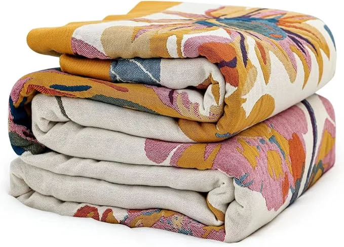 Proven MSGKV Boho Throw Blanket for Bed Cotton Throw Floral Couch Blanket 80 39 39 x90 39 39 Spring Breathable Travel Muslin Blanket for Women Home Decor Quality