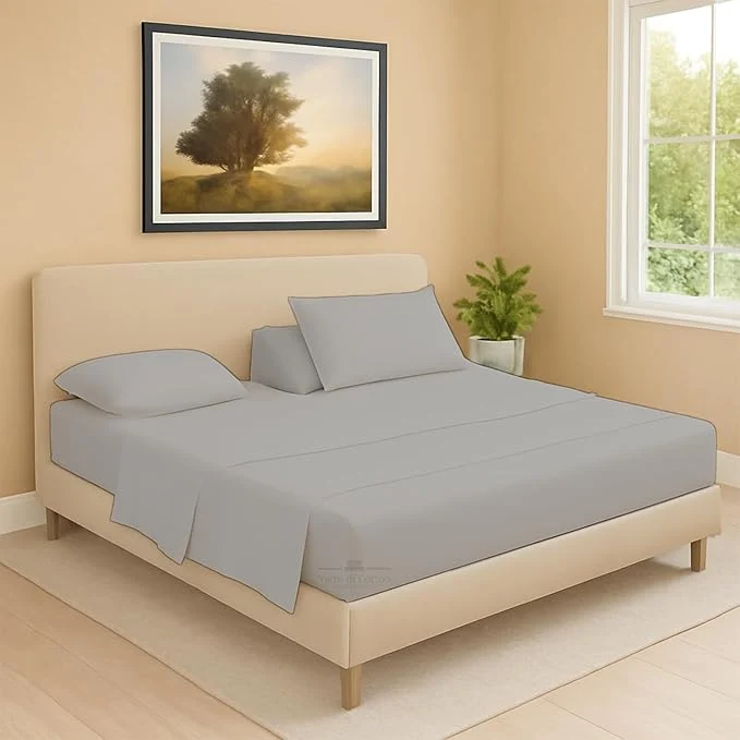 Eco-Friendly Split Head Flex 1 Qty Fitted Sheet for Adjustable Bed Cal King 34 quot Split Down from Top Egyptian Cotton 600 Thread Count 18 quot Deep Pocket Super Soft Wrinkle Light Grey Carefully Designed