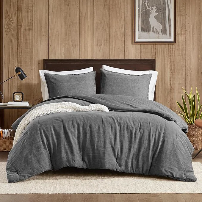Smart Woolrich Twin Comforter Set Cotton Stone Washed Oversized Comforters Twin Size Bed All Season Down Overfilled Twin Size Comforter McKenzie Twin Twin XL Grey 2 Piece Exclusive