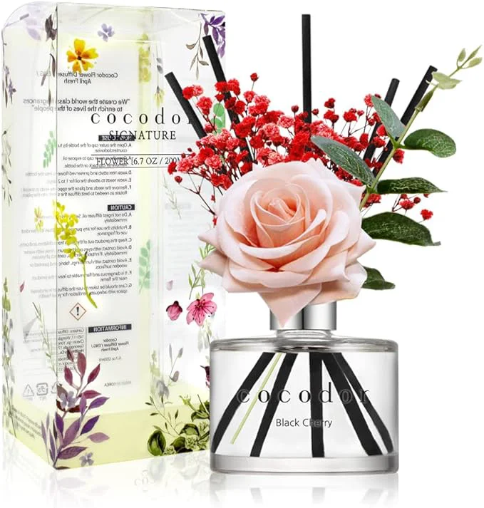 User-Friendly COCODOR Rose Flower Reed Diffuser Black Cherry 6.7oz 1 Pack Reed Diffuser First-Class