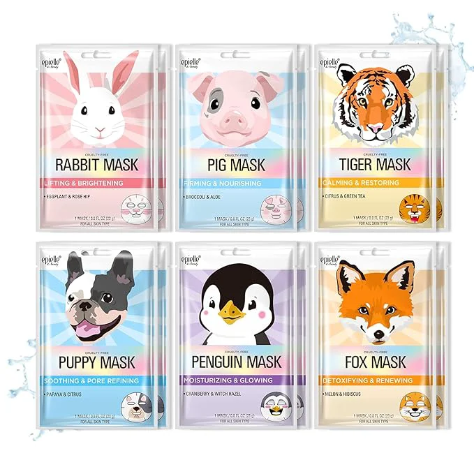 Minimalist Epielle Character Face Mask Fuzzy Friends 12 Pack Fun Effective Korean Skin Top-Quality