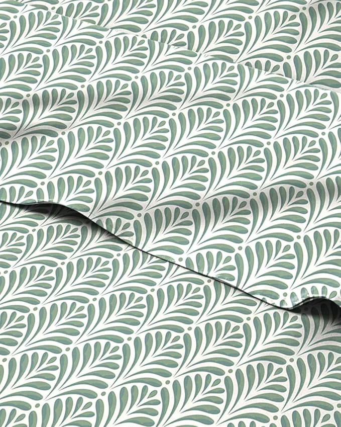 Excellent Floral Sheets – Green Floral Bed Sheet Set – 1 Flat 1 Fitted amp 2 Pillowcases w Deep Pockets – Comfy Cozy Wrinkle amp Fade – Boho Botanical Bedding – Soft Breathable amp Cooling – Queen Size Set Smooth