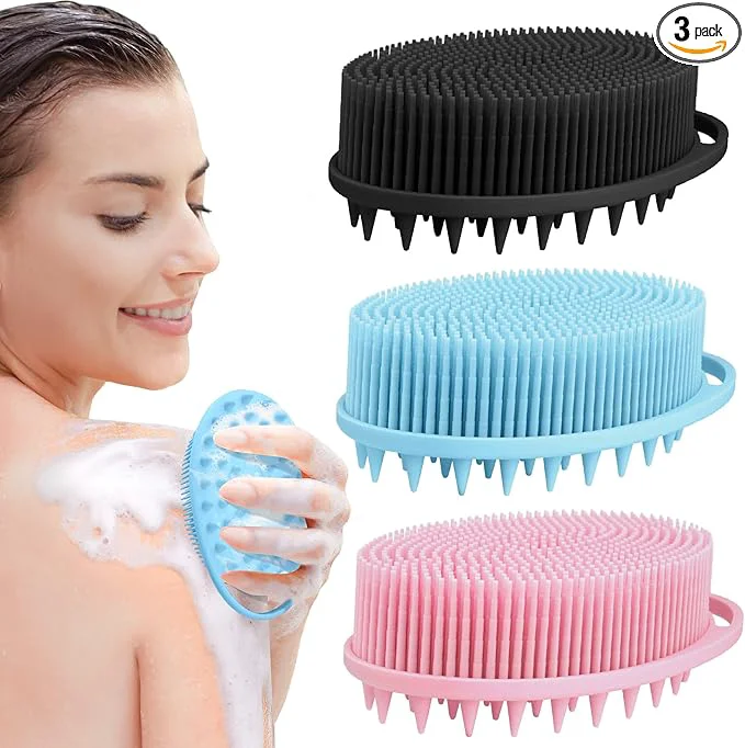 Superior 2 in 1 Silicone Body Scrubber Shampoo Brush Shower Body Scrubber Silicone Versatile
