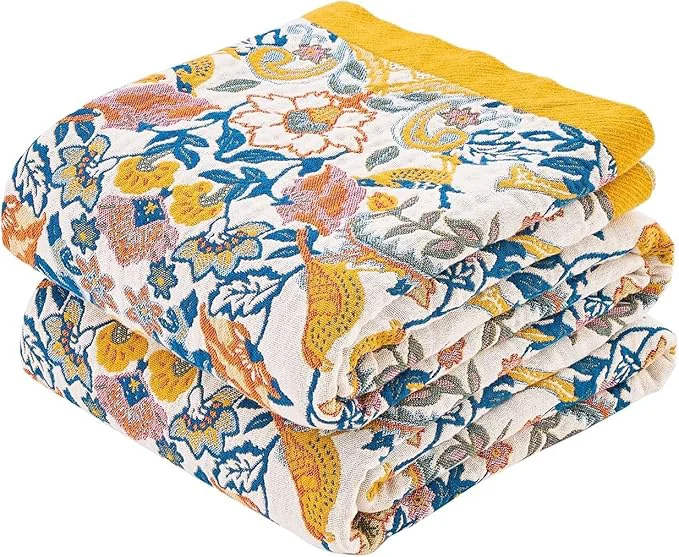 Solid Boho Blanket Throw Quilt Cotton Soft Light Weight Throw Blankets for Summer 80 quot x90 quot Farmhouse Flower Decorative Blankets All Season Rustic Reversible Bohemian Throw Quilt Outstanding