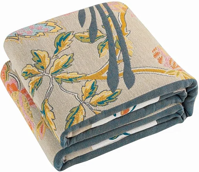 Efficient Boho Blanket Cotton Farmhouse Decorative Throw Blanket 80 quot x90 quot Reversible Bohemian Throw Blanket Brown All Season Muslin Breathable Woven Blankets Quilt Smart