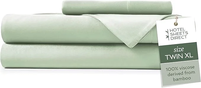 High-Quality Hotel Sheets Direct Viscose Derived from Bamboo Sheets Set Twin XL – Cooling Bed Sheets with 1 Pillowcase- Breathable Moisture Wicking amp Silky Soft Sheets Set- Light Green First-Class