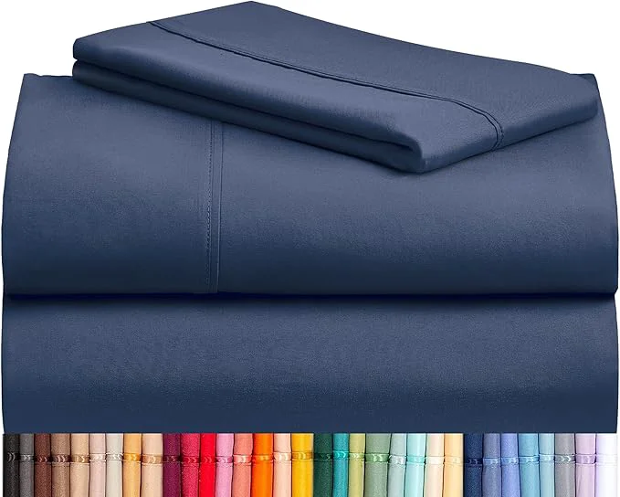 Official LuxClub Twin XL Sheets – Soft Kids Twin Bed Sheets for Boys and Girls 3 PC Deep Pockets 18 quot Eco Friendly Wrinkle Kids Fitted Sheets Machine Washable Hotel Bedding Silky Soft- Navy Twin XL Luxury