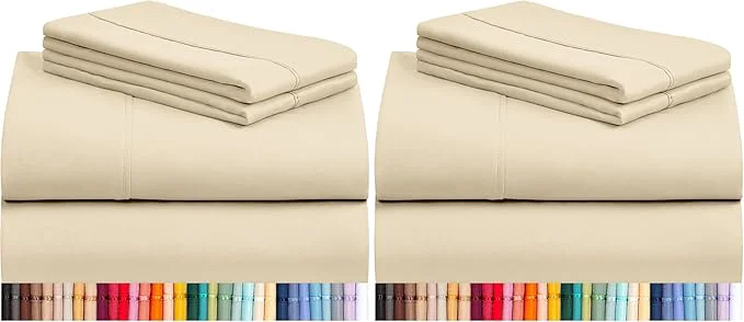 Prestigious LuxClub 4 PC Full Sheet Set Deep Pockets Wrinkle Cooling Bed Sheets Hotel Bedding for Women Men Kids amp Teens Includes 1 Fitted Sheet 1 Flat Sheet and 2 Pillowcases-Cream Pack of 2 Next-Generation