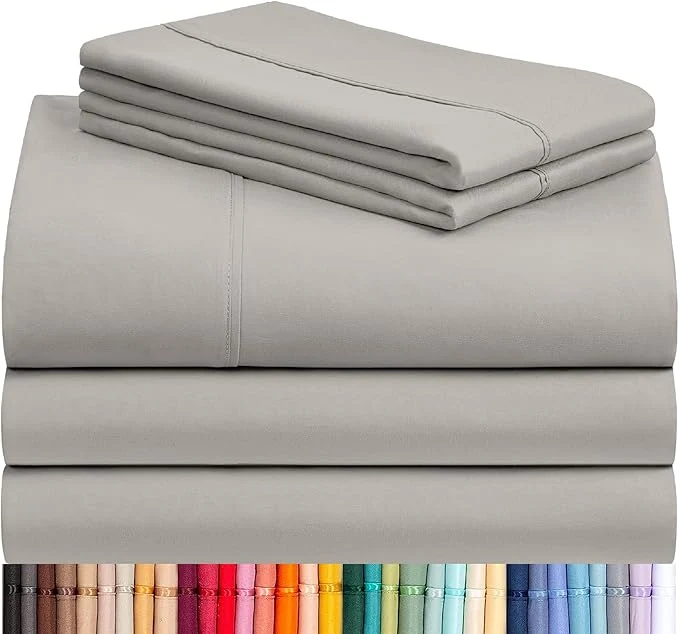 Excellent LuxClub 5 PC Split King Sheet Set Breathable Luxury Bed Sheets Deep Pockets 18 quot Eco Friendly Wrinkle Cooling Sheets Machine Washable Hotel Bedding Silky Soft – Light Taupe Split King Organic