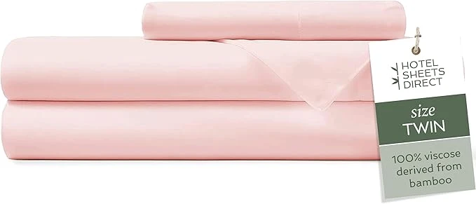 Stylish Hotel Sheets Direct 3 Piece Bed Sheet Set Twin Size Viscose Derived from Bamboo Sheets Set with 1 Pillowcase Cooling amp Breathable Luxury Bedding Moisture-Wicking Silky Soft Texture Rose Pink Refined