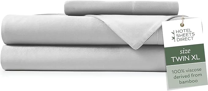 Original Hotel Sheets Direct 3 Piece Bed Sheet Set Twin XL Size Viscose Derived from Bamboo Sheets Set with 1 Pillowcase Cooling amp Breathable Luxury Bedding Moisture-Wicking amp Silky Soft Texture Gray Organic