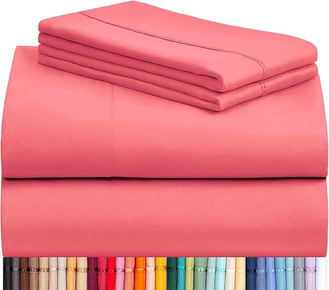Efficient LuxClub 4 PC Sheet Set Bed Sheets Deep Pockets 16 quot Eco Friendly Wrinkle Cooling Machine Washable Hotel Bedding Silky Soft – Vermilion California King Healthy