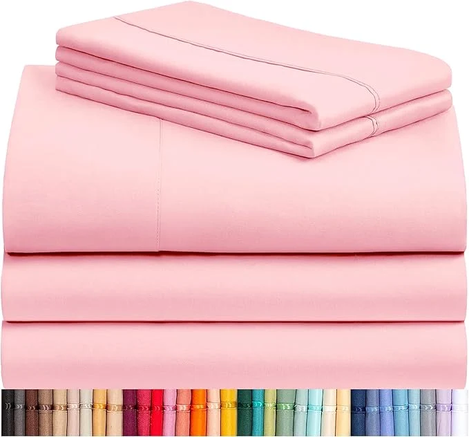 Innovative LuxClub 5 PC Split King Sheet Set Deep Pockets Wrinkle Cooling Bed Sheets Hotel Bedding for Women Men Includes 1 Fitted Sheet 1 Flat Sheet and 2 Pillowcases-Baby Pink Convenient
