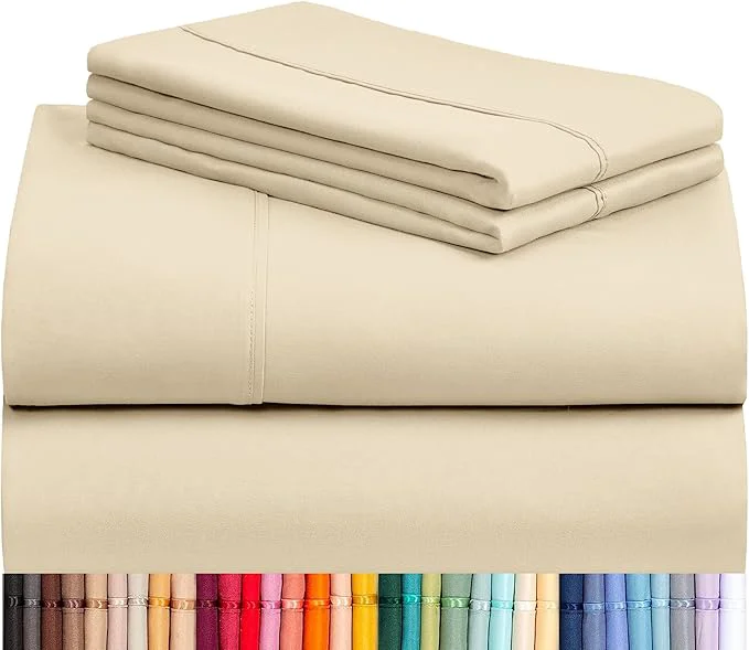 Eco-Friendly LuxClub Twin XL Sheets – Soft Kids Twin Bed Sheets for Boys and Girls 3 PC Deep Pockets 18 quot Eco Friendly Wrinkle Kids Fitted Sheets Machine Washable Hotel Bedding Silky Soft- Cream Twin XL Enhanced