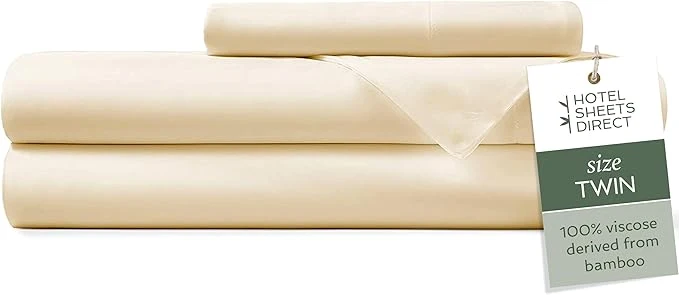 Easy-to-Use Hotel Sheets Direct 3 Piece Bed Sheet Set Twin Size Viscose Derived from Bamboo Sheets Set with 1 Pillowcase Cooling amp Breathable Luxury Bedding Moisture-Wicking amp Silky Soft Light Yellow Official