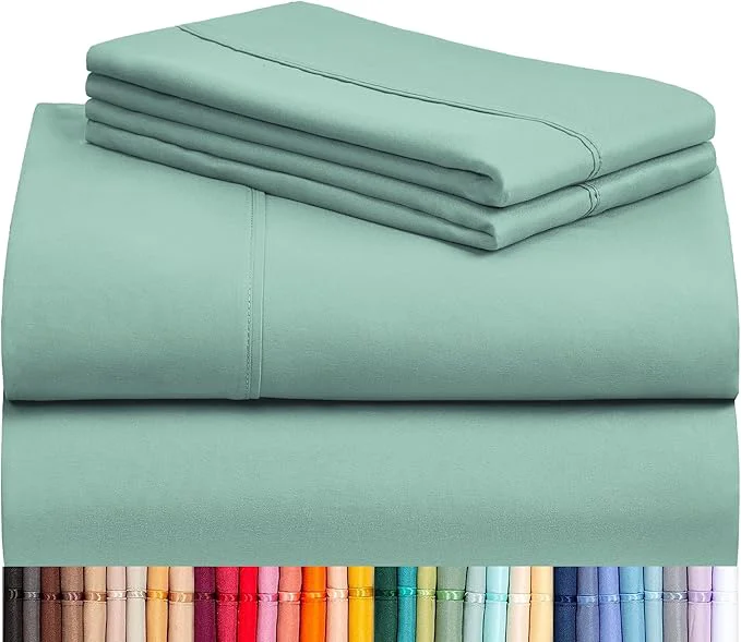 Dependable LuxClub 4 PC Full Sheet Set Deep Pockets Wrinkle Cooling Bed Sheets Hotel Bedding for Women Men Kids amp Teens Includes 1 Fitted Sheet 1 Flat Sheet and 2 Pillowcases-Soft Light Teal Fashionable