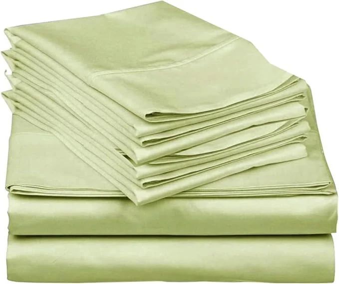 Relaxed Mattress-Homes 6 Piece Full Sheet Set Hotel Luxury Collection Egyptian Cotton 18 Inch Deep Pocket Fitted Sheet Soft amp Cool Breathable Bedding with 4 Pillowcases in Sage Solid Comfortable