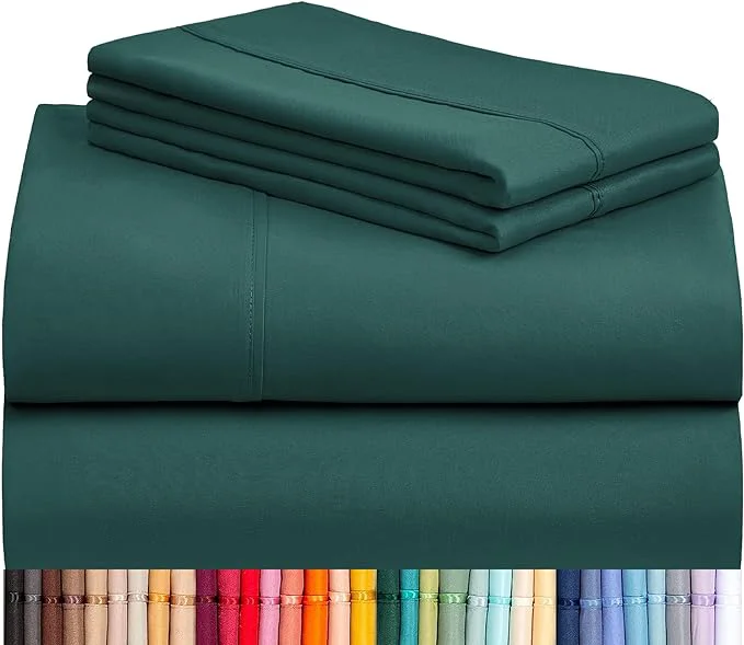 Solid LuxClub 4 PC Full Sheet Set Breathable Luxury Bed Sheets Deep Pockets 18 quot Wrinkle Cooling Bed Sheets Machine Washable Hotel Bedding Silky Soft – Emerald Full Relaxed