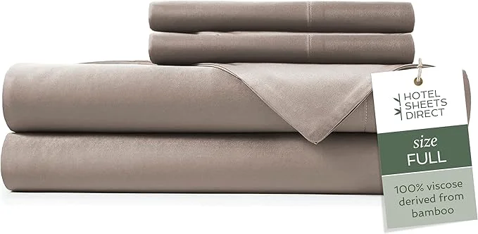 Relaxed Hotel Sheets Direct 4 Piece Bed Sheet Set Full Size Viscose Derived from Bamboo Sheets Set with 2 Pillowcases Cooling amp Breathable Luxury Bedding Moisture-Wicking amp Silky Soft Texture Sand World-Class