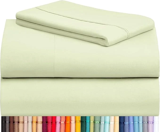 Superior LuxClub 3 PC Twin Sheet Set Deep Pockets Wrinkle Cooling Bed Sheets Hotel Bedding for Women Men Kids amp Teens Includes 1 Fitted Sheet 1 Flat Sheet and 1 Pillowcase-Silky Soft Sage Green Minimalist