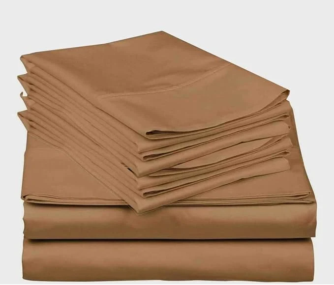 High-Quality Mattress-Homes King Sheet Set 6 Piece – Egyptian Cotton Sheets Hotel Luxury Collection 18 Inch Deep Pocket King Bed Sheets Set with 4 Pillowcases Taupe Solid Dependable
