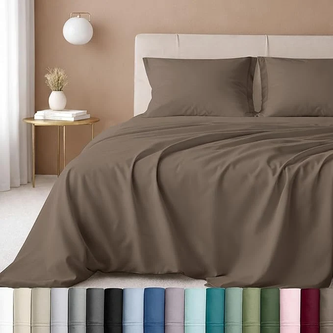 Professional California Design Den Cotton Sheet Set Queen 600 Thread Count Sateen Soft Deep Pocket Cotton Sheets Queen Sheet Set Mushroom – Taupe Brown User-Friendly