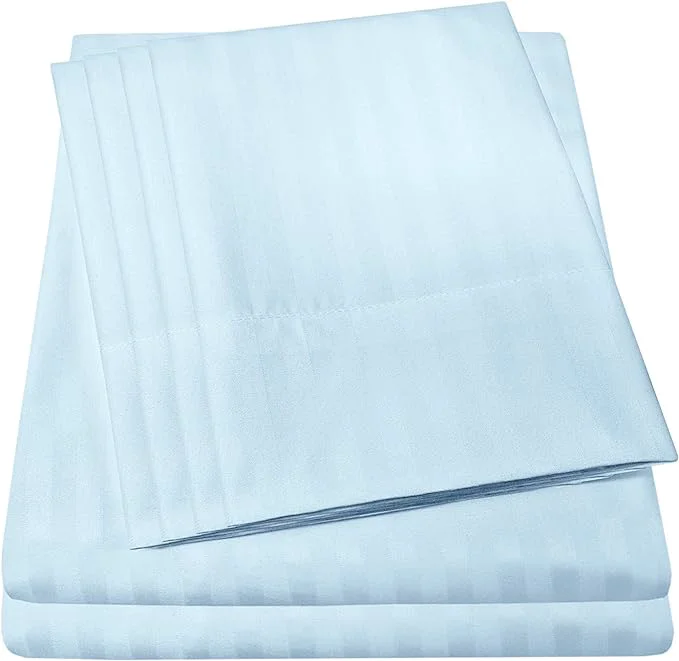 Professional King Size Bed Sheets – 6 Piece 1500 Supreme Collection Fine Brushed Microfiber Deep Pocket King Sheet Set Bedding – 2 Extra Pillow Cases Great Value King Dobby Light Blue Trusted