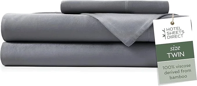 High-Grade Hotel Sheets Direct 3 Piece Bed Sheet Set Twin Size Viscose Derived from Bamboo Sheets Set with 1 Pillowcase Cooling amp Breathable Luxury Bedding Moisture-Wicking amp Silky Soft Dark Gray Stylish