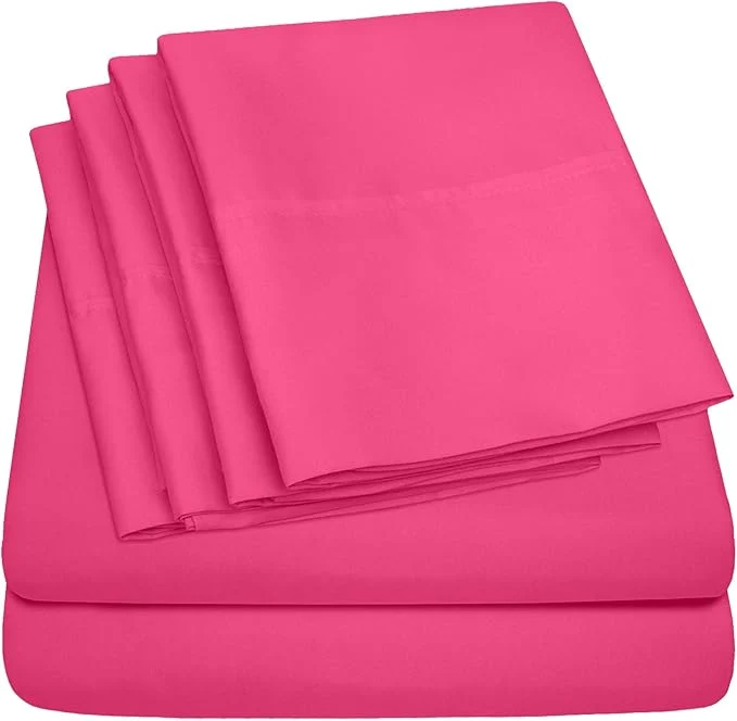 High-Grade 6 Piece Bed Sheet Set Queen Fuschia Trusted