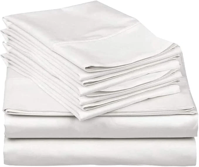 Authentic Mattress-Homes Cal King Sheet Set 6 Piece Hotel Luxury Collection Egyptian Cotton 18 Inch California King Fitted Sheet Soft amp Cool Breathable Bedding with 4 Pillowcases in White Solid