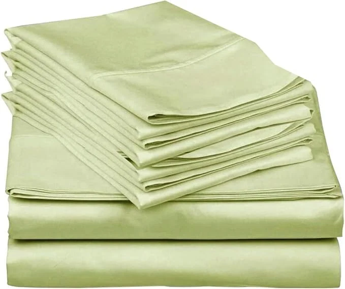 Premium Material Mattress-Homes Premium Collection 7 PC Split Sheet Set Egyptian Cotton Crisp Fits Mattress Up to 18 quot DEEP Pocket King Size Machine Wash Extra-Soft Breathable Sheets in Sage Solid Eco-Friendly