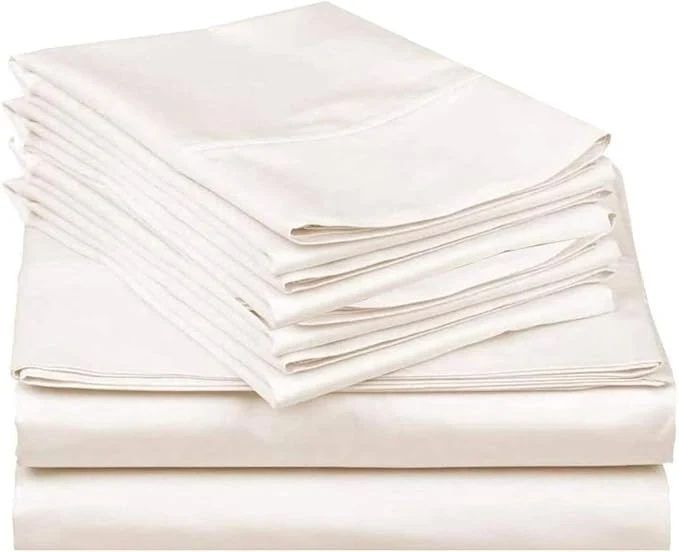 Superior Mattress-Homes Ultra-Soft Breathable Hotel Luxury Collection Split King Size 7 Piece Crisp Sheet Set Egyptian Cotton Extra Deep Pocket Upto 21 quot Machine Washable Sheets in Ivory Solid Reusable