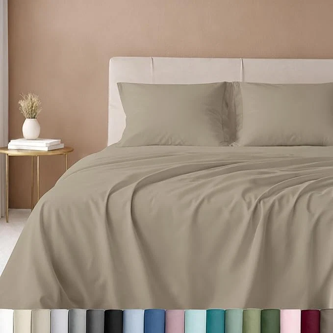 User-Friendly California Design Den Luxury Queen Size Sheet Set – Cotton 600 Thread Count Deep Pocket Queen Sheets Hotel-Quality Bedding with Sateen Weave Cool Taupe Verified