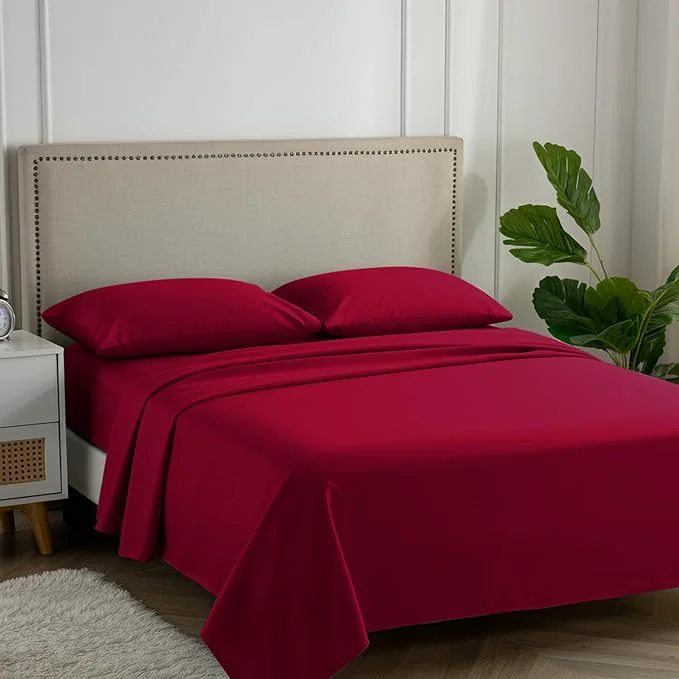 Lightweight Carressa Linen California King Egyptian Cotton Sheet Sets – 600 Thread Count Cal King Cotton Sheet Set 4 PC True Red Extra Soft Cooling 16 quot Deep Pocket Sateen Weave Luxury Hotel Bed Sheets Set Organic