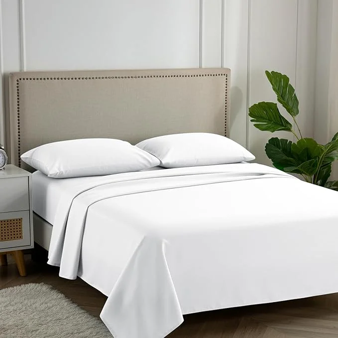 Durable Carressa Linen Egyptian Cotton King Size Sheets Set – 600 Thread Count Egyptian Cotton Sheets King Size 4 PC Crisp White Soft Cooling 16 quot Deep Pocket Sateen Weave Luxury Bed Sheet Expertly Made