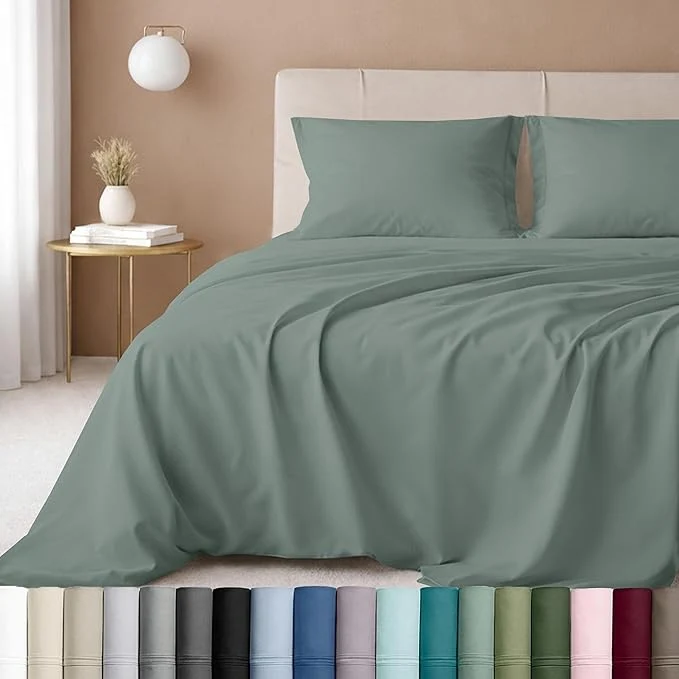 California Design Den California King Sheet Set – Cotton 600 Thread Count Deep Pocket Cal King Sheet Set Luxury Hotel-Quality Sheets with Soft Sateen Weave Sage Green – Cool Tone Elite