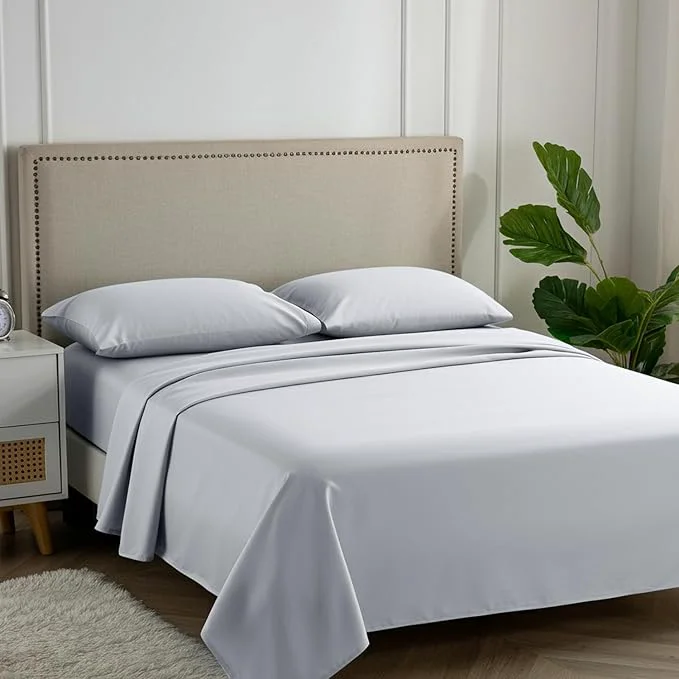 Traditional Carressa Linen California King Egyptian Cotton Sheet Sets – 600 Thread Count Cal King Cotton Sheet Set 4 PC Silver Gray Extra Soft Cooling 16 quot Deep Pocket Sateen Weave Luxury Hotel Bed Sheets Quality