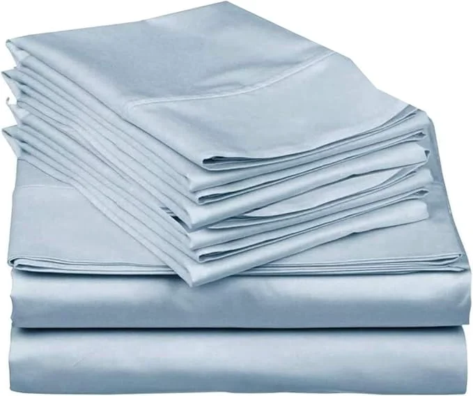 Practical Mattress-Homes Extra Deep Pocket 6 Piece King Sheet Set Hotel Luxury Collection Egyptian Cotton 21 quot Deep Fitted Sheet Soft Cool amp Breathable Bedding with 4 Pillowcases in Light Blue Solid Eco-Friendly