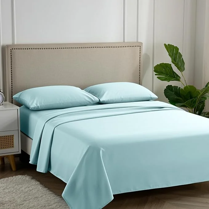 Smart Carressa Linen Egyptian Cotton King Size Sheet Set – Luxury 600 Thread Count Egyptian Cotton Sheets King Size Sea Foam Silky Soft Cooling Sateen Weave 16 quot Deep Pocket Hotel Quality Sheets Superior