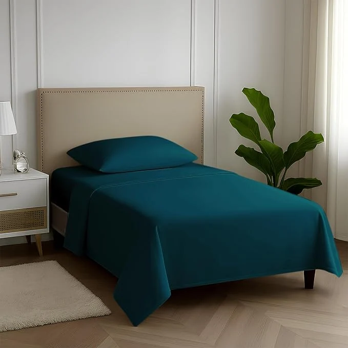 Trendy Carressa Linen Egyptian Cotton Twin XL Sheets Set – 600 Thread Count Luxury Egyptian Cotton Sheets Twin XL Size 3 PC Peacock Teal 16 quot Deep Pocket Soft Cooling Sateen Weave Dorm Bedding Prestigious