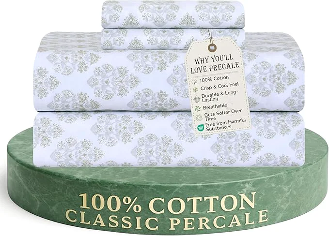 Artisan Feather amp Stitch Softest Cotton Sheets 300 Thread Count Percale Weave Bedding 16 quot Deep Pocket Cooling Sheets Breathable Bed Set Hotel Premium Quality Twin Royal Aura Reusable