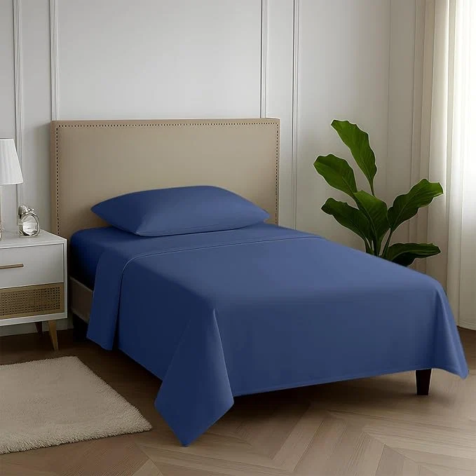 Next-Generation Carressa Linen Egyptian Cotton Twin Sheets Set – 600 Thread Count Egyptian Cotton Luxury Twin Sheets 3 PC Marine Blue 16 quot Deep Pocket Soft Cooling Sateen Weave College Dorm Room Bedding Reusable