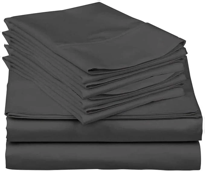 Smooth Mattress-Homes Extra Deep Pocket 6 Piece King Sheet Set Hotel Luxury Collection Egyptian Cotton 21 quot Deep Fitted Sheet Soft Cool amp Breathable Bedding with 4 Pillowcases in Dark Grey Solid Casual