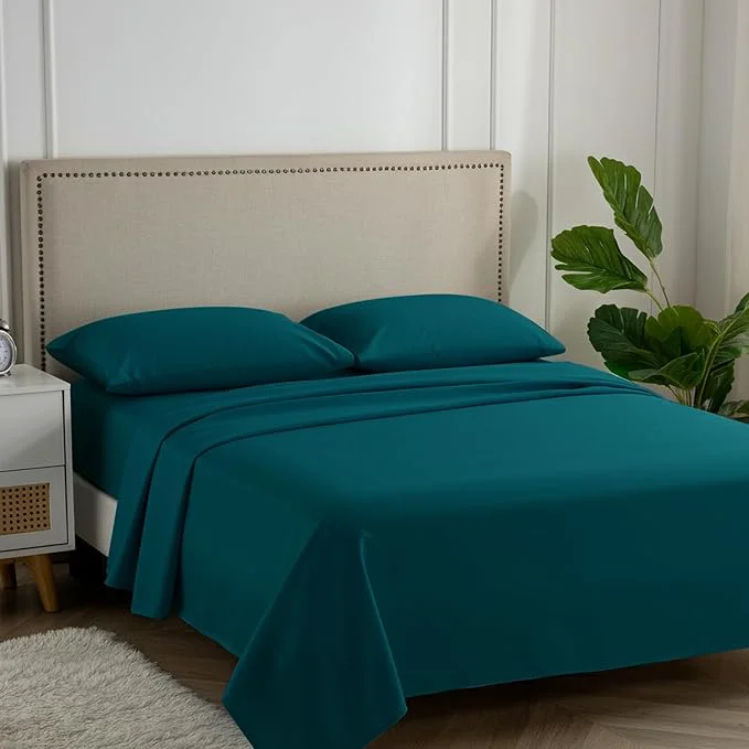 Convenient Carressa Linen Egyptian Cotton King Size Sheet Set – Luxury 600 Thread Count Egyptian Cotton Sheets King Size Peacock Teal Silky Soft Cooling Sateen Weave 16 quot Deep Pocket Hotel Quality Sheets Classic