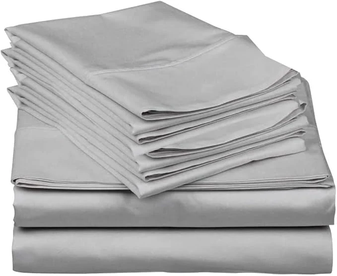 Specialty Mattress-Homes Extra Deep Pocket 6 Piece King Sheet Set Hotel Luxury Collection Egyptian Cotton 21 quot Deep Fitted Sheet Soft Cool amp Breathable Bedding with 4 Pillowcases in Light Grey Solid Refined
