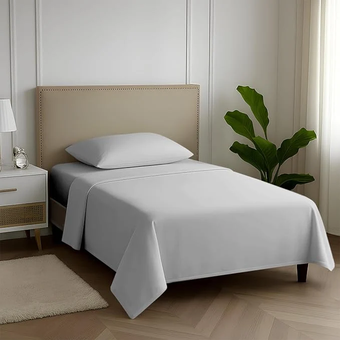 High-Grade Carressa Linen Egyptian Cotton Twin XL Sheets Set – 600 Thread Count Luxury Egyptian Cotton Sheets Twin XL Size 3 PC Silver Gray 16 quot Deep Pocket Soft Cooling Sateen Weave Dorm Room Bedding Contemporary